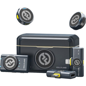 Sistema de microfone combinado sem fio Hollyland LARK M2 DUO Combo (2,4 GHz, carvão brilhante)