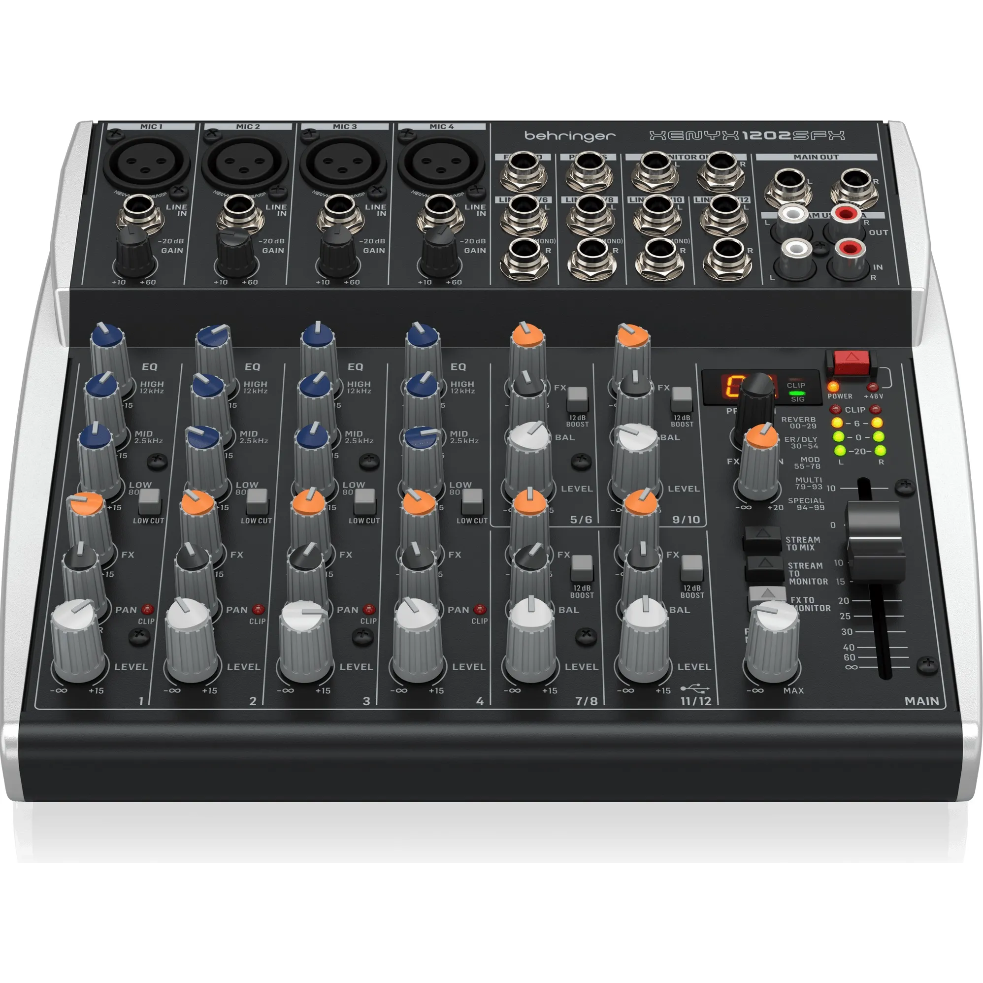 Mesa de Som Behringer XENYX 1202SFX | 12 Entradas | USB Streaming | Efeitos Klark Teknik